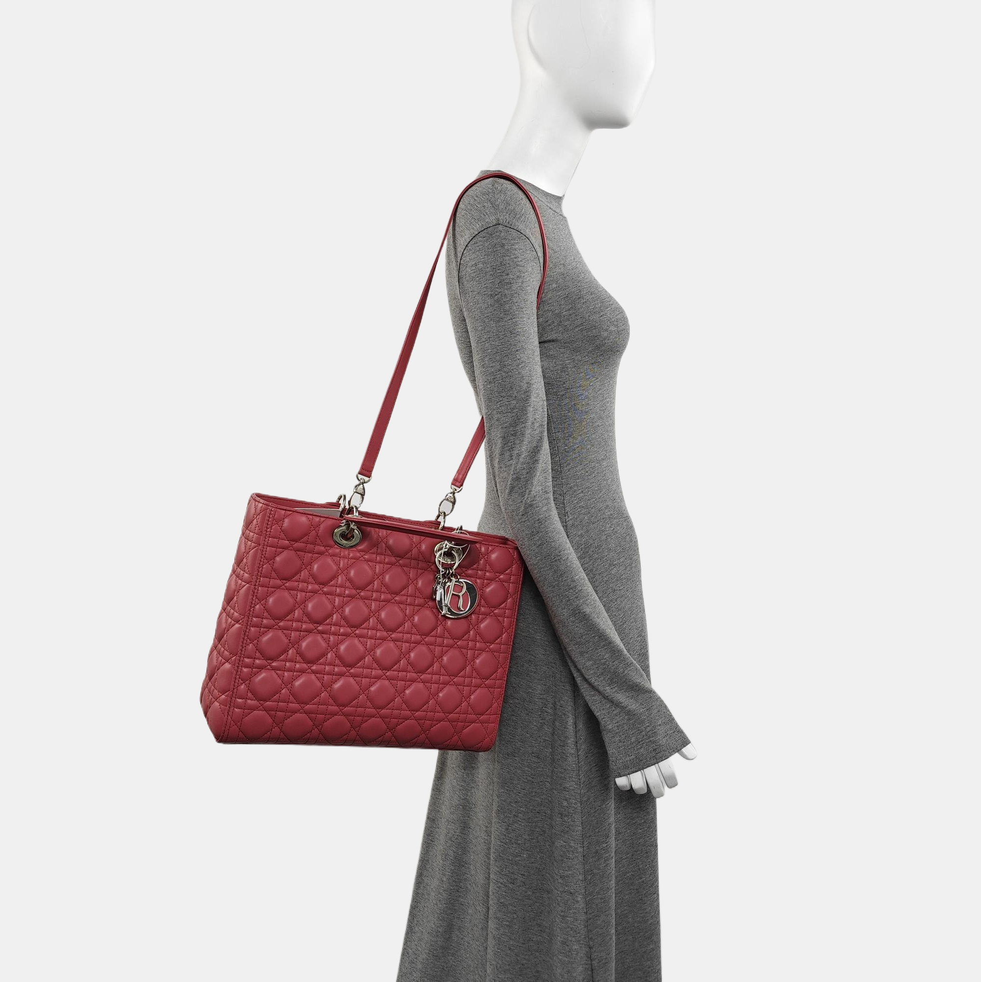 Lady Dior Large Cannage Lambskin Red