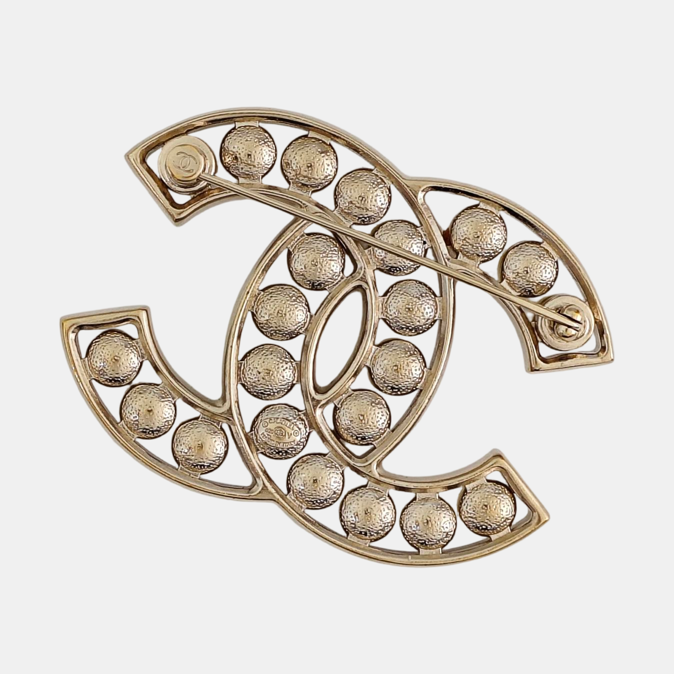 CC Logo Metal Gold Brooch
