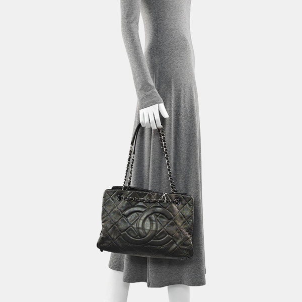 CC TIMELESS SOFT Quilted Grained Calfskin Gray
