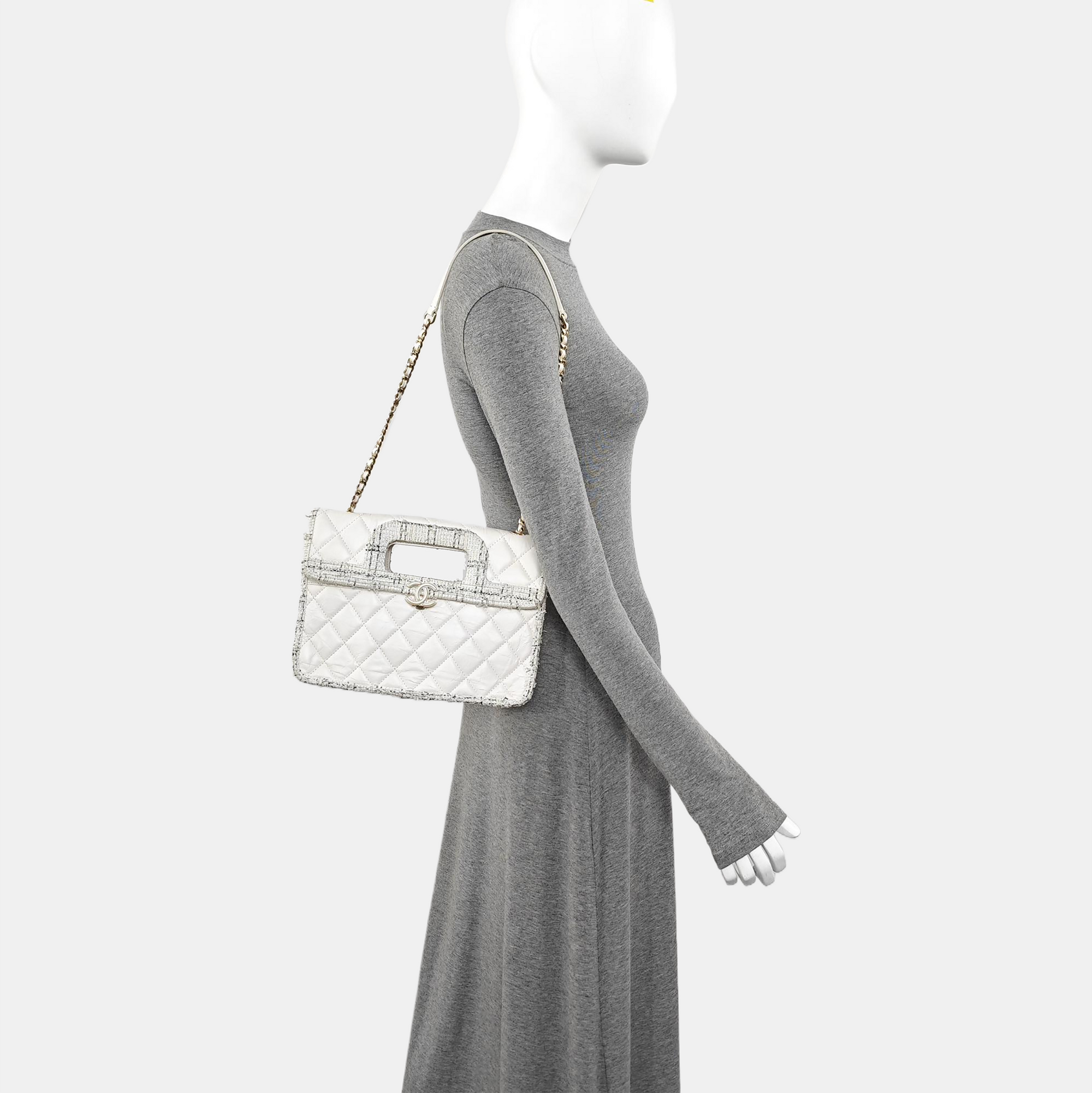 Quilted Calfskin Shoulder Bag White
