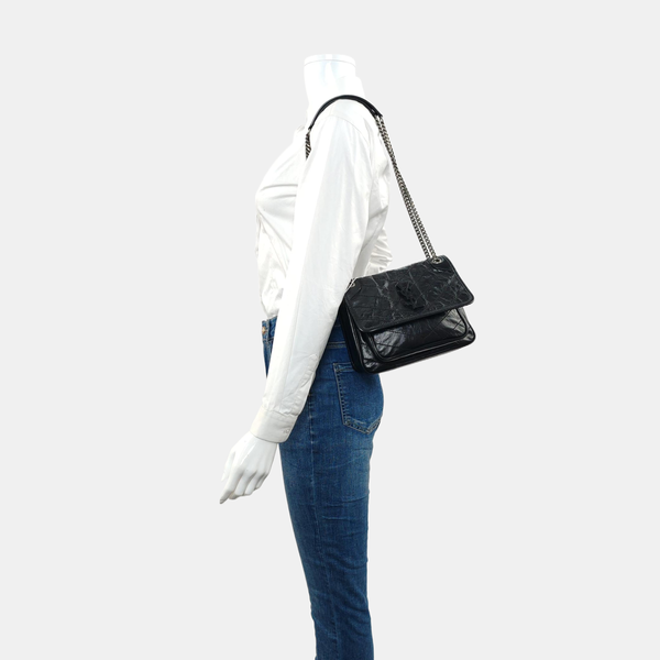 NIKI Small Chevron Calfskin Black