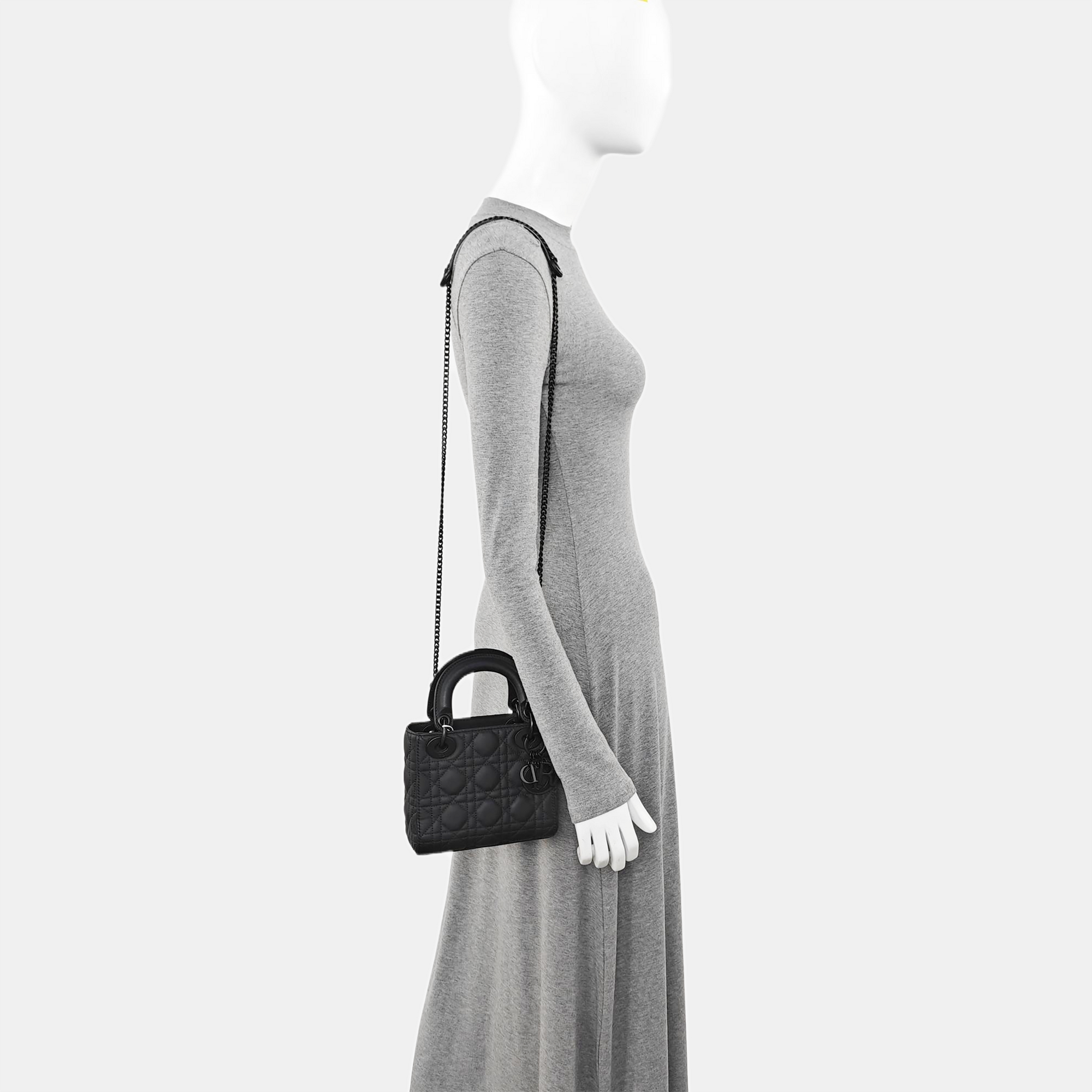 Lady Dior Mini Cannage Calfskin Black
