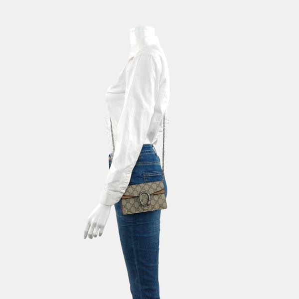 Dionysus Super Mini Monogram Coated Canvas Beige