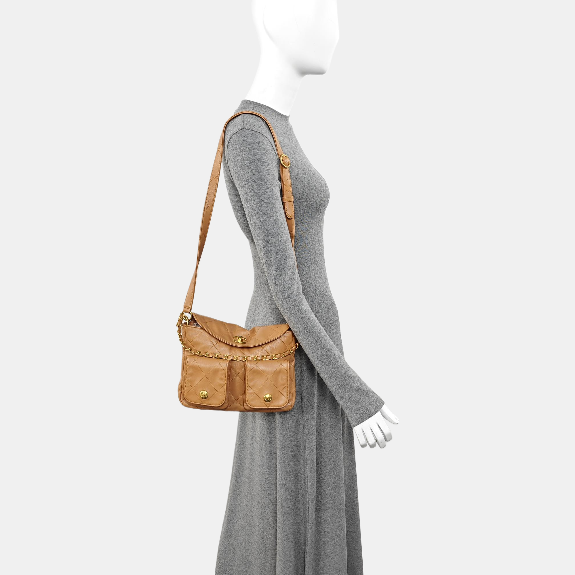 Suppletwins Small Quilted Calfskin Brown