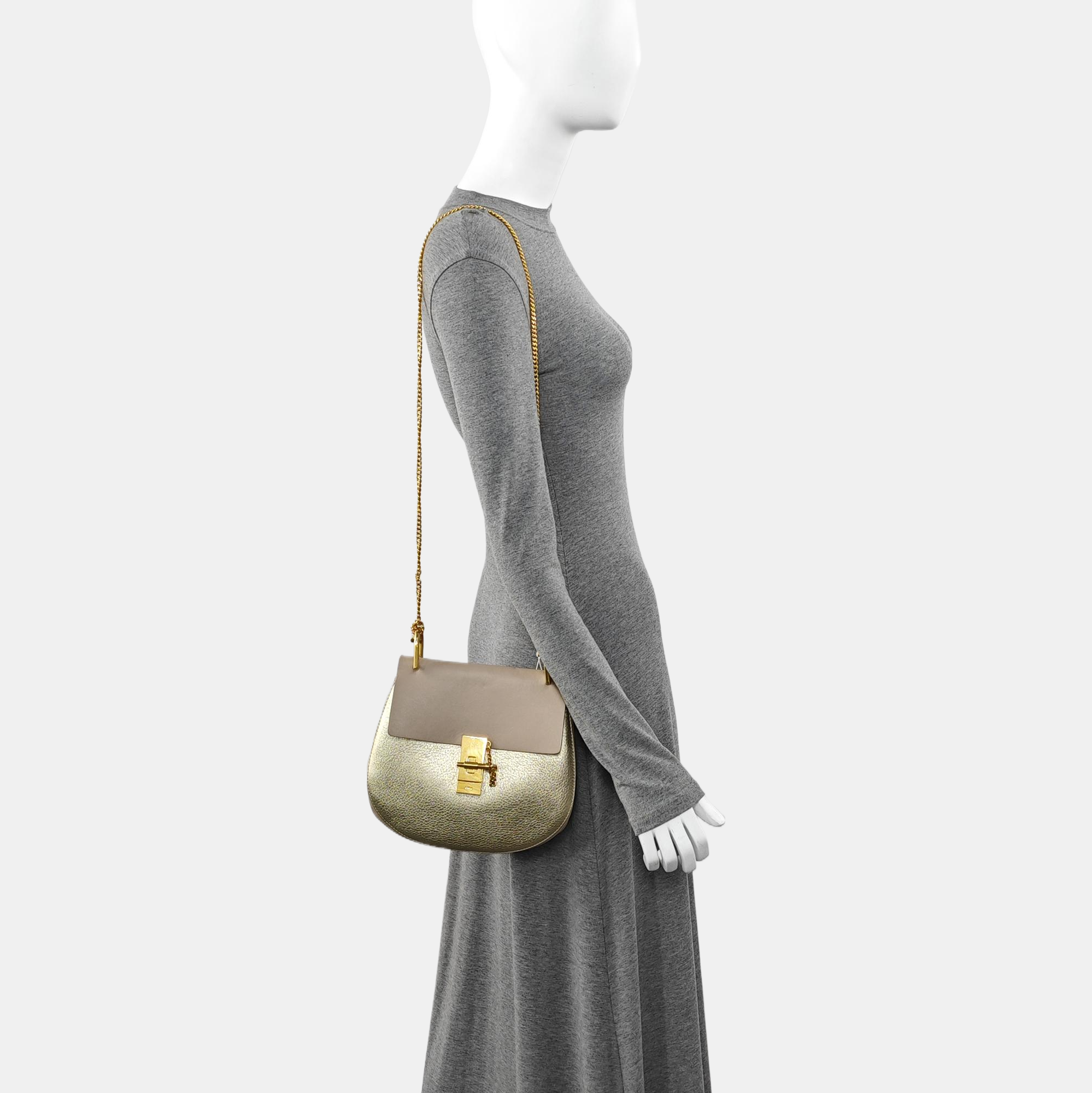 Drew Medium Calfskin Gold