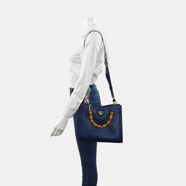 Authenticated pre-owned  Diana Small Calfskin Blue - Tote Bag at Looply