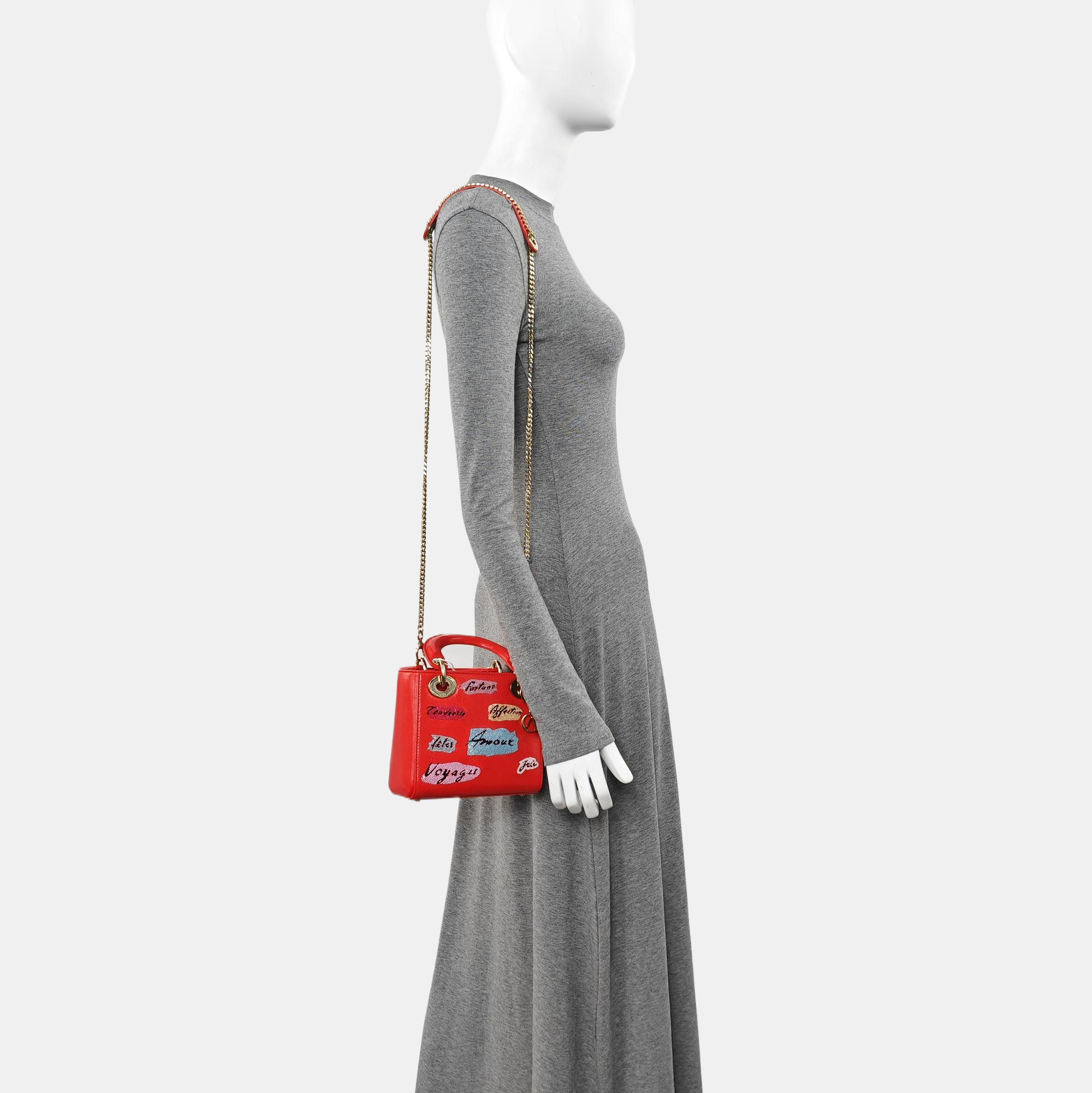 Lady Dior Mini Lambskin Red