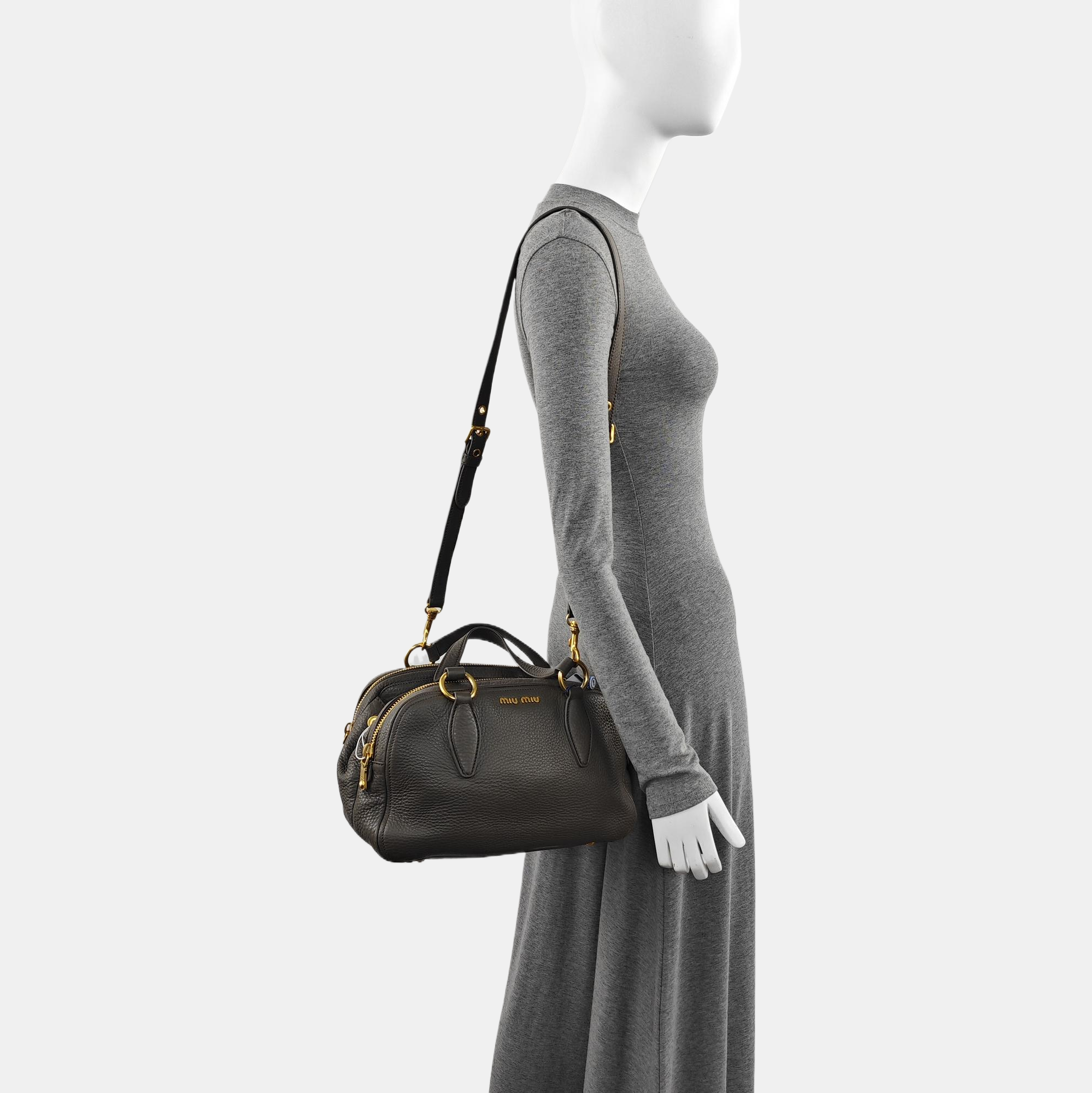 Calfskin Shoulder Bag Gray