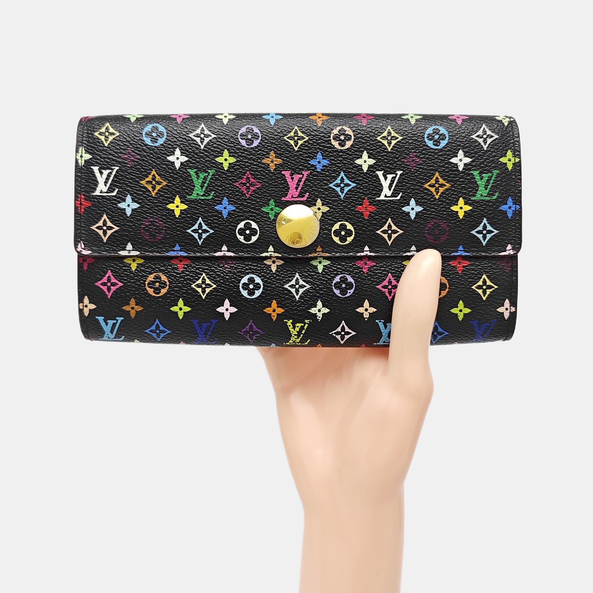 LV × TM PORTE MONNAIE Monogram Coated Canvas Black Wallet