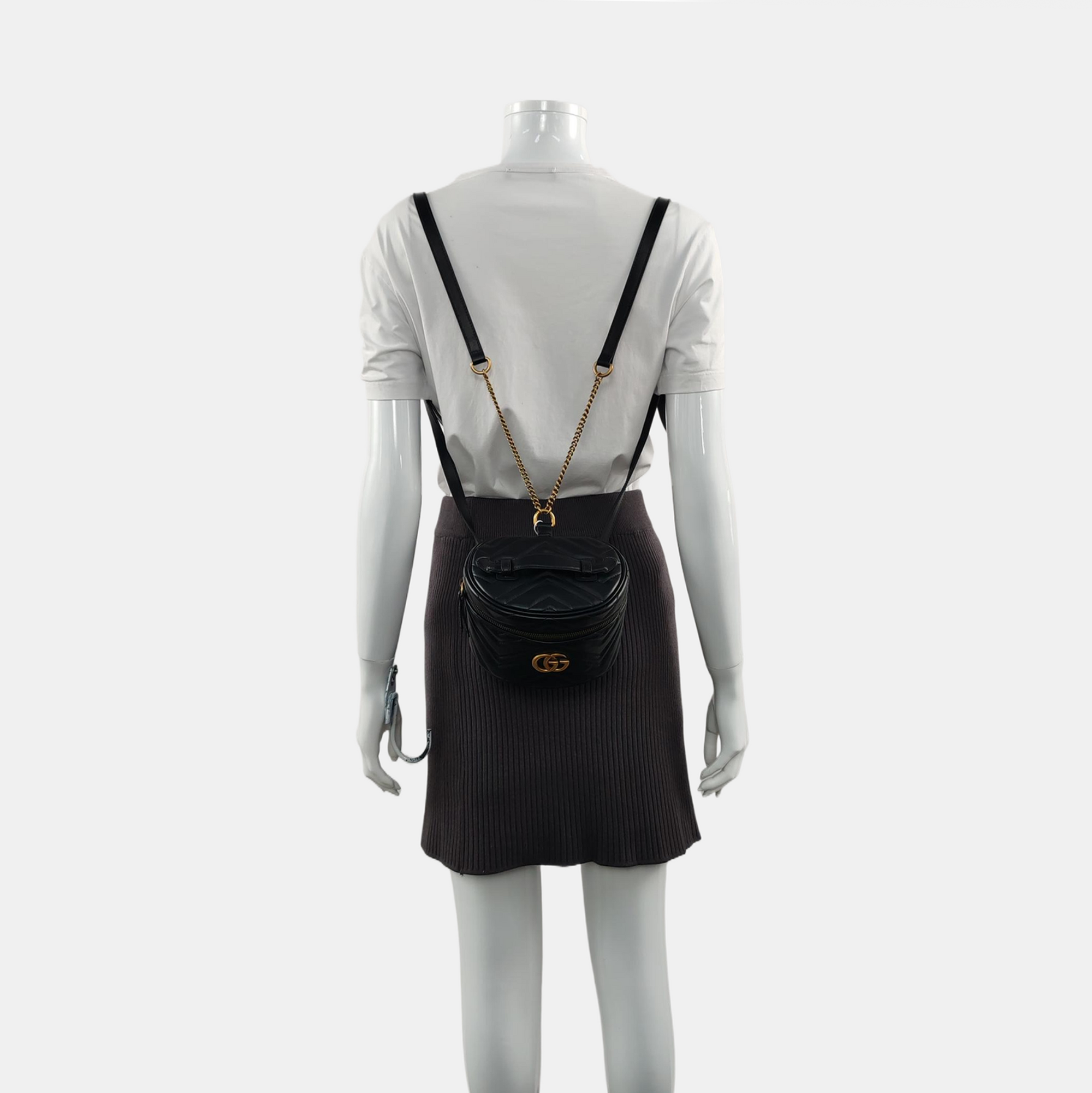 Authenticated pre-owned  GG Marmont Mini Quilted Calfskin Black - Backpack at Looply