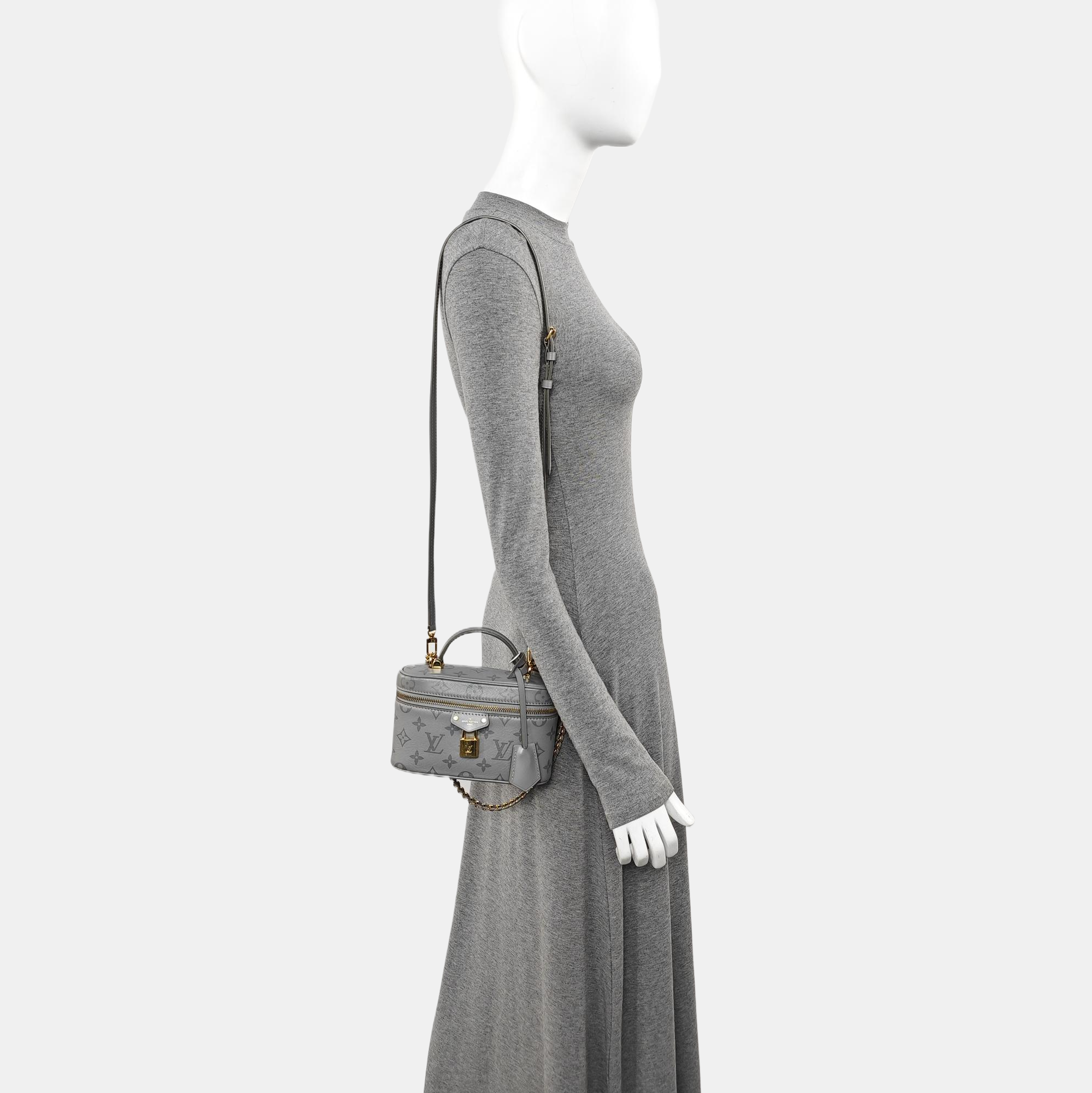 Vanity Chain Pouch PM Monogram Calfskin Gray