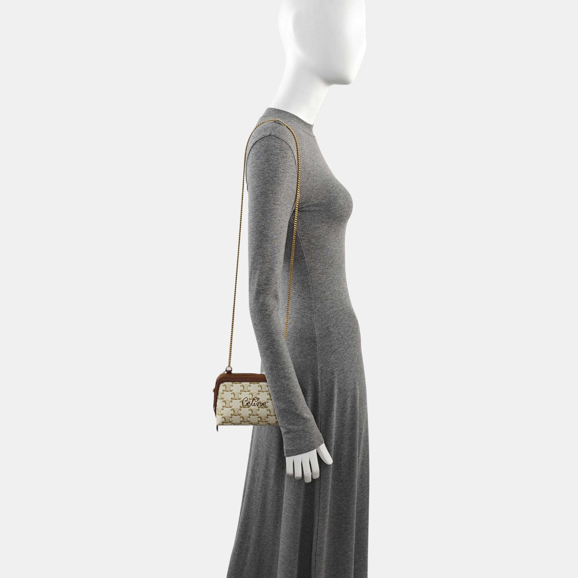 Calfskin Shoulder Bag Brown
