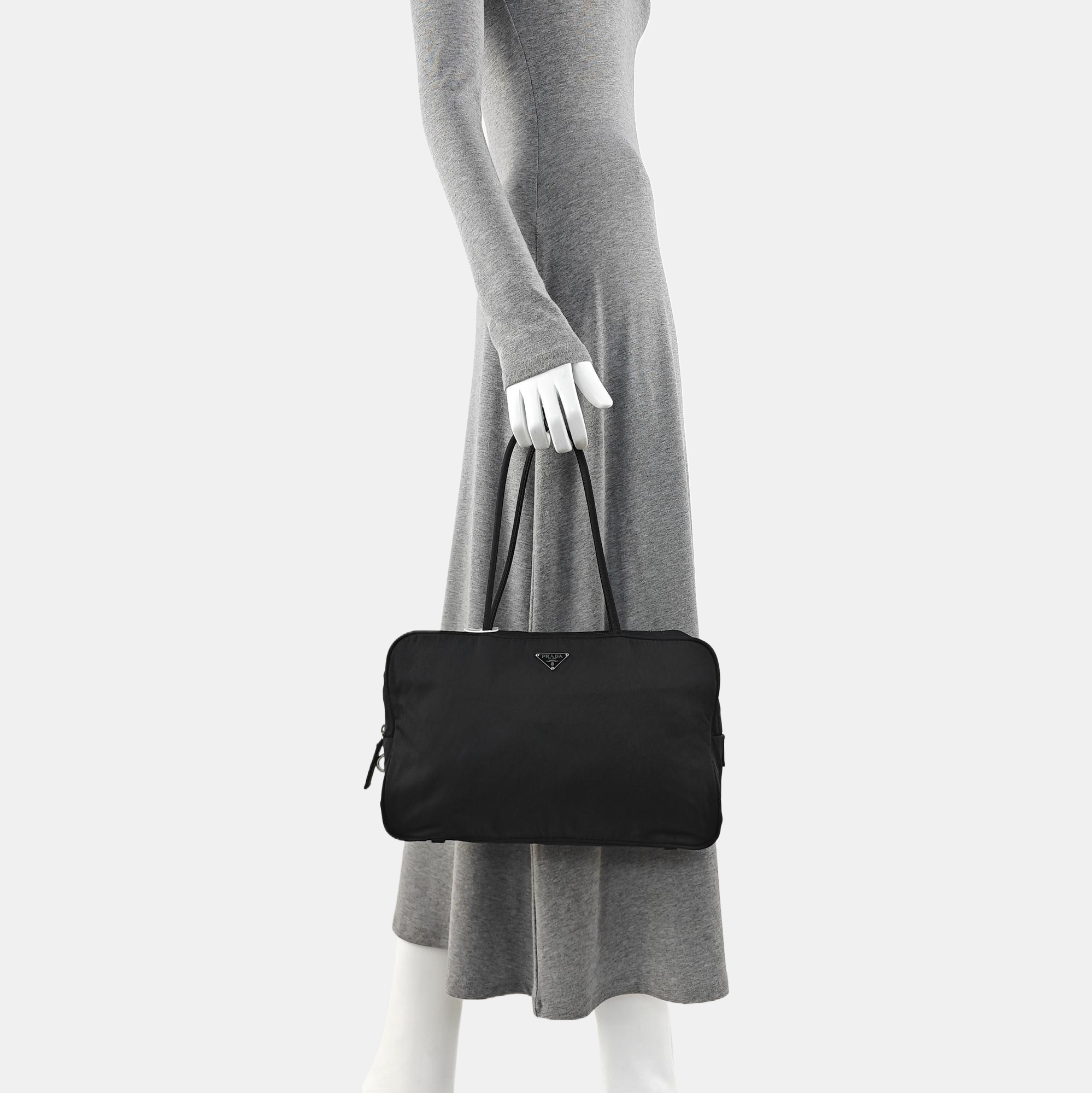 Nylon Top Handle Bag Black
