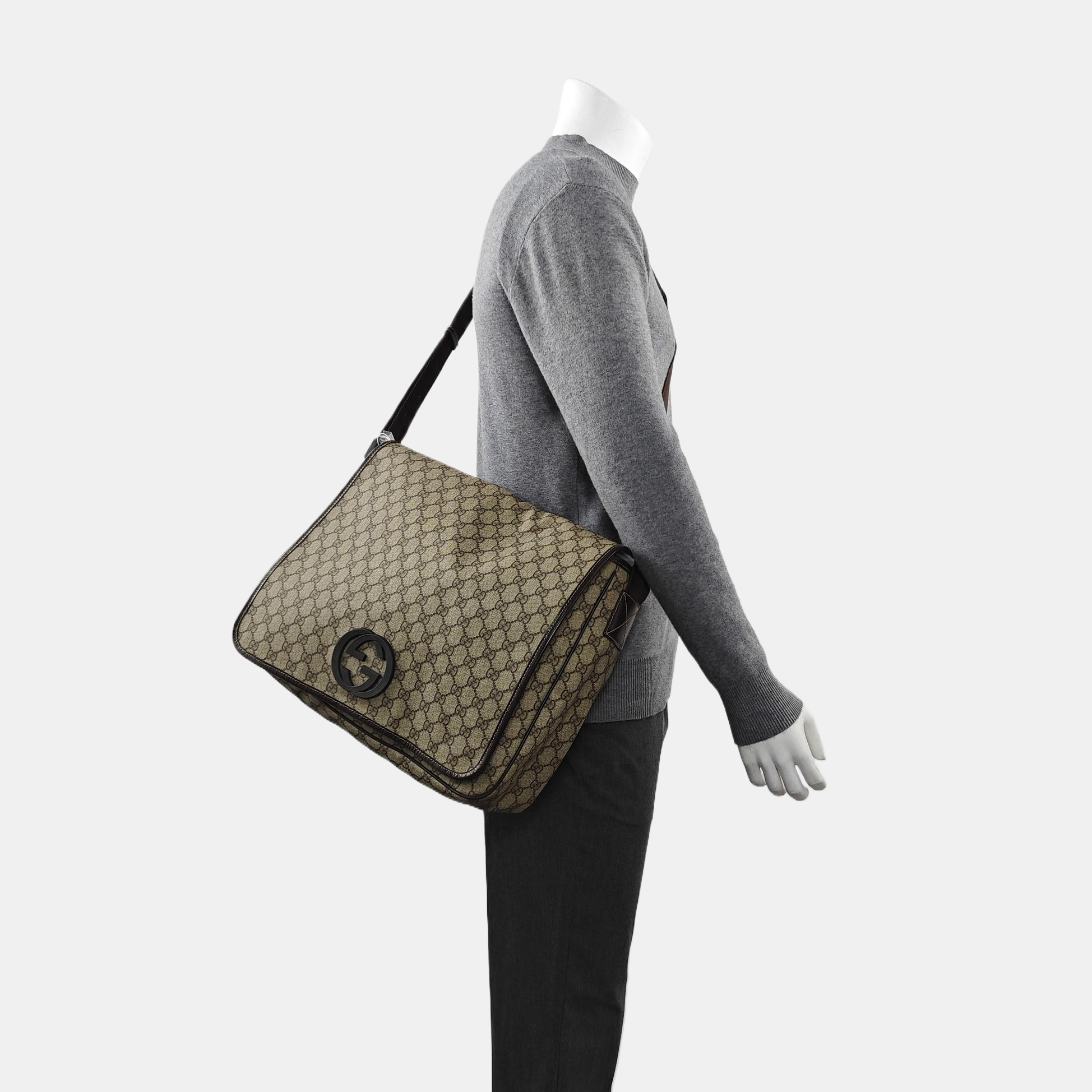 GG Messenger Monogram Coated Canvas Black