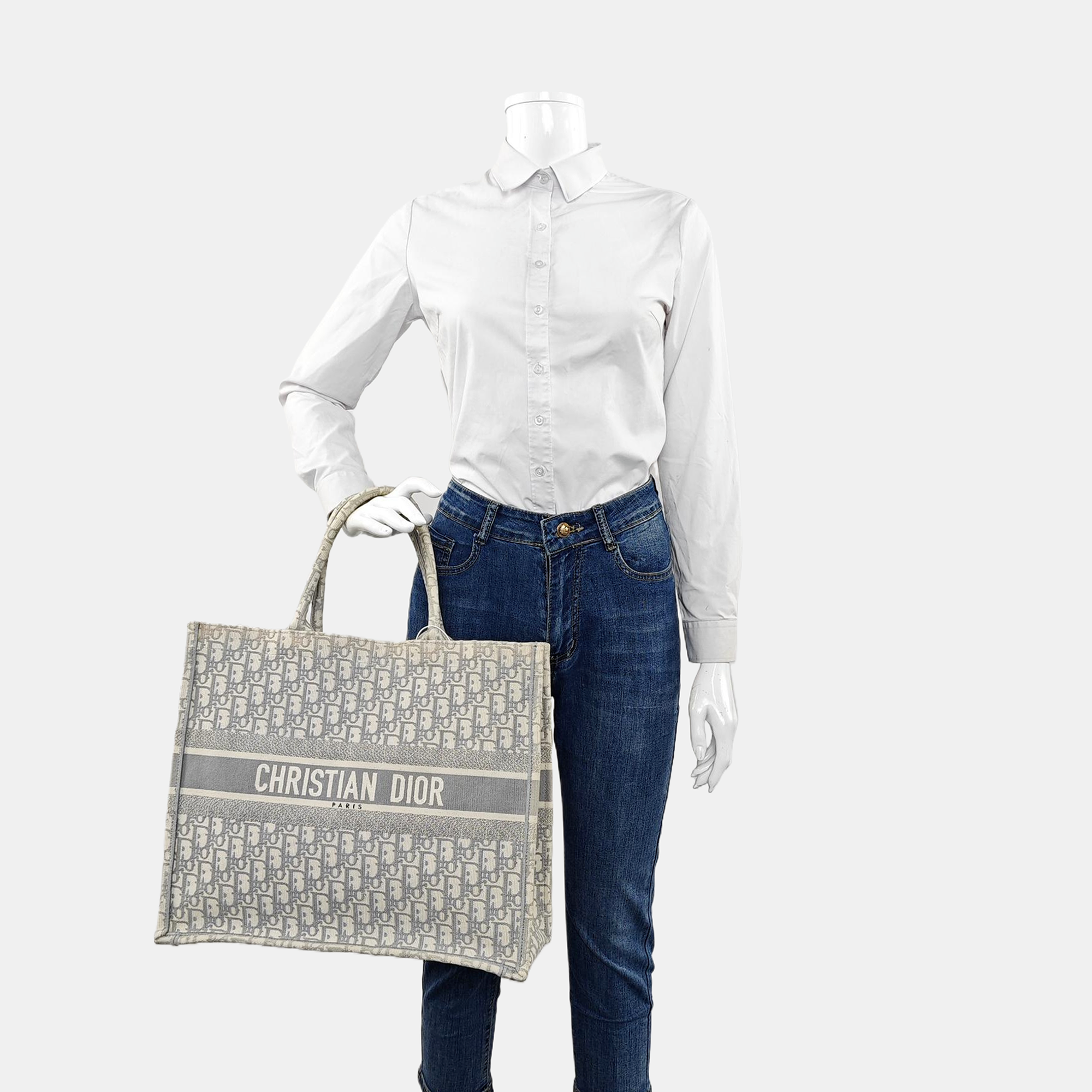 Authenticated pre-owned  Book Tote Large Monogram Canvas Grey - Tote Bag at Looply