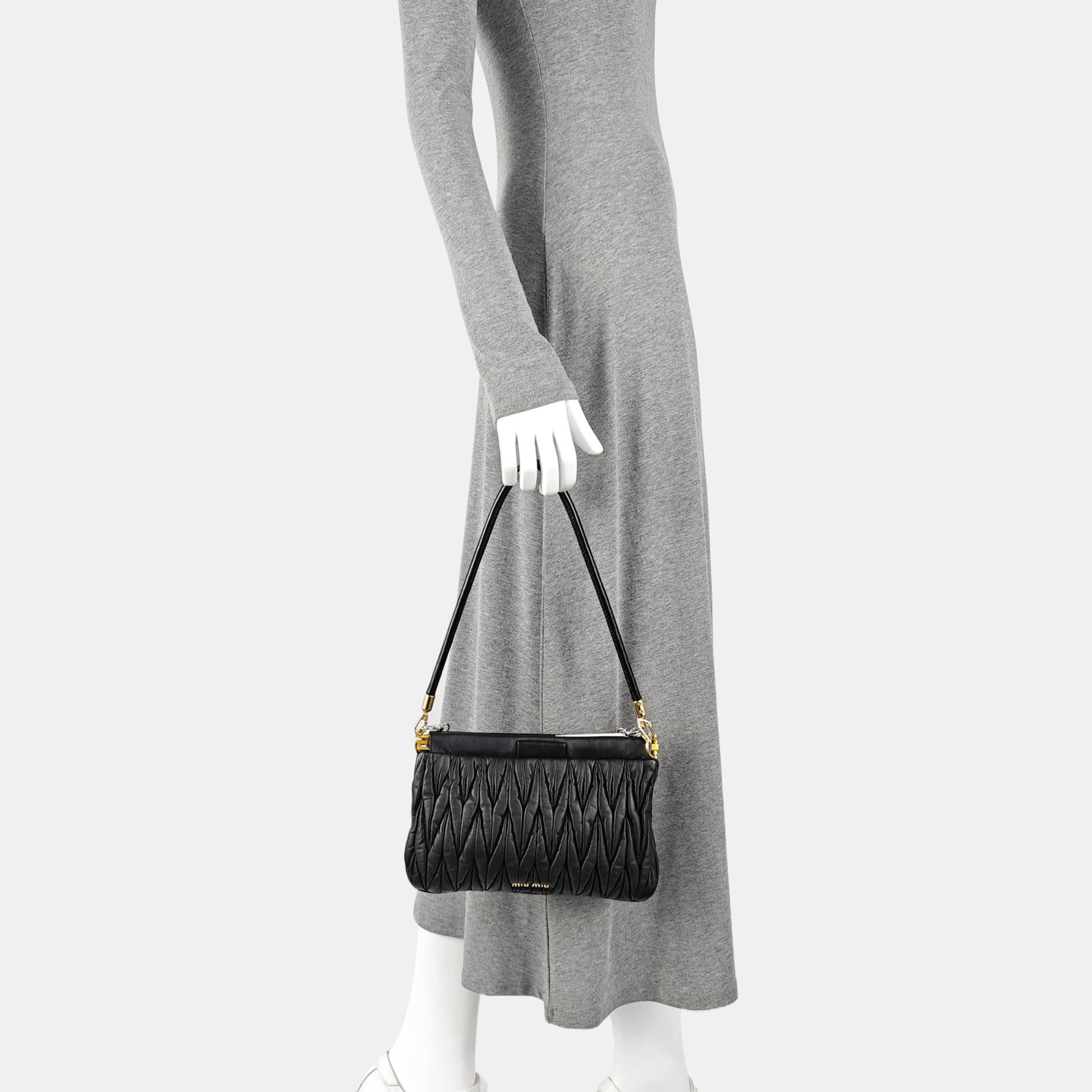 Quilted Lambskin Top Handle Bag Black