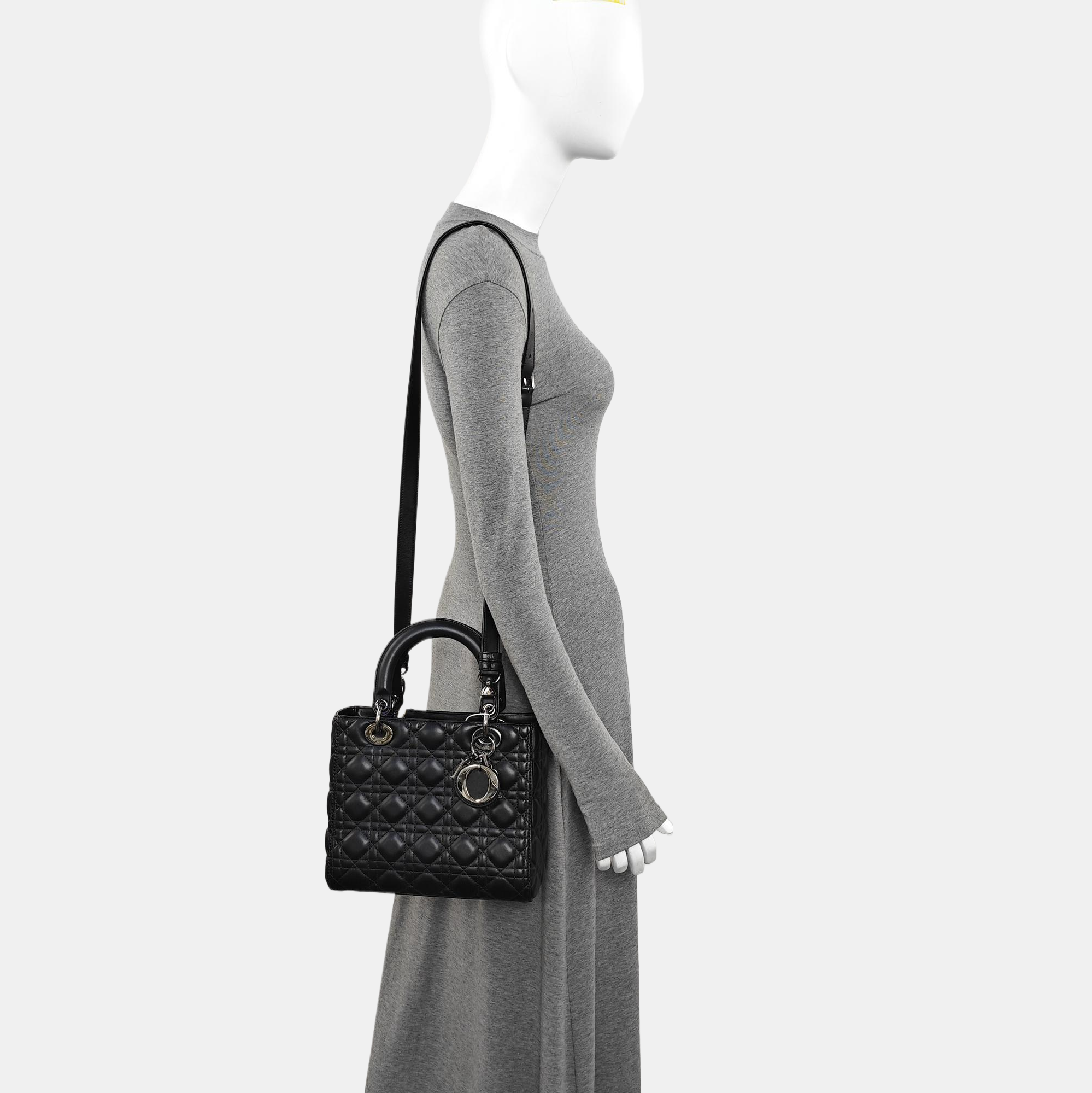 Lady Dior Medium Cannage Calfskin Black