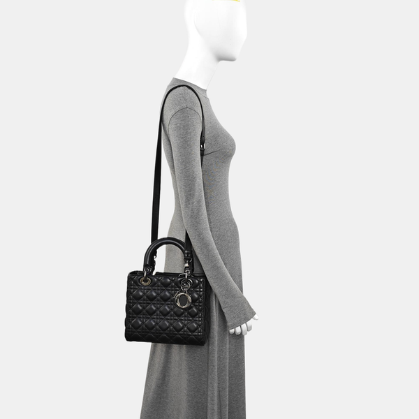 Lady Dior Medium Cannage Calfskin Black