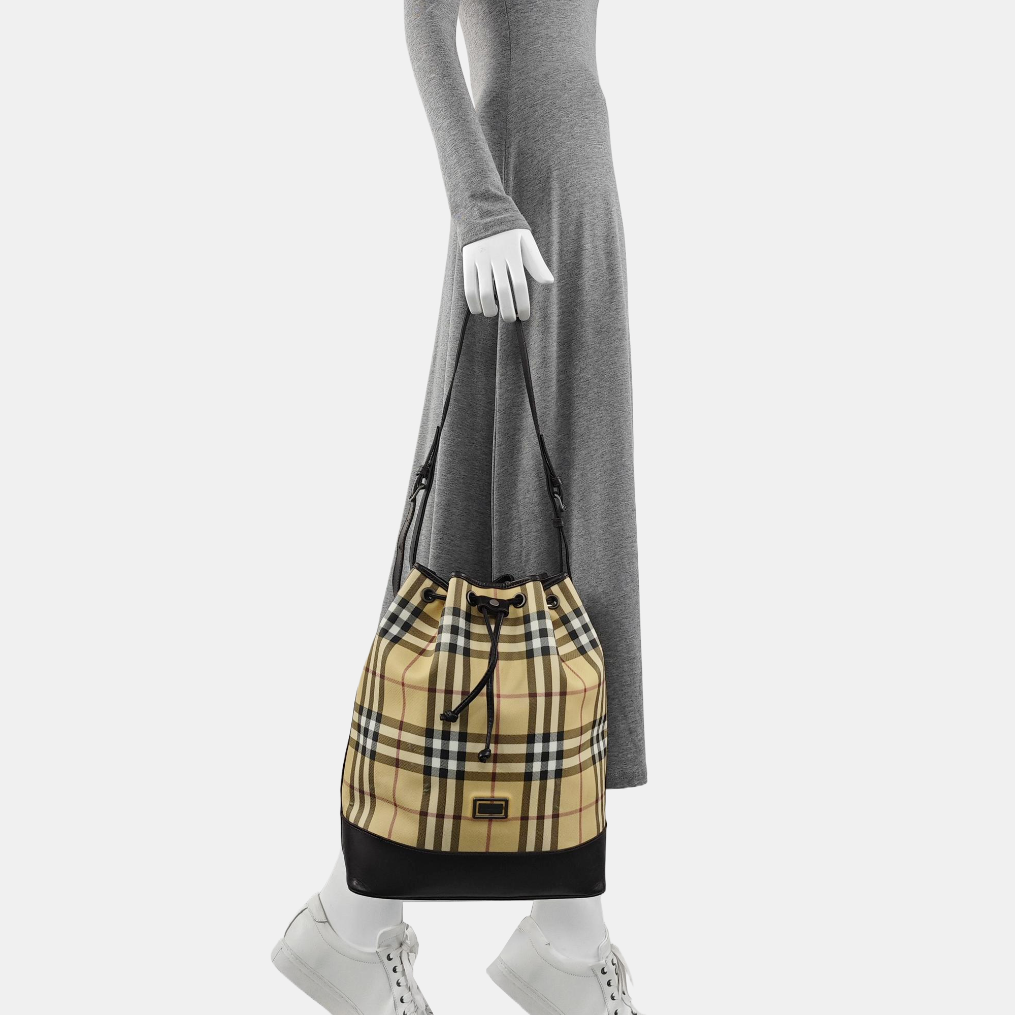 Coated Canvas Bucket Bag Beige