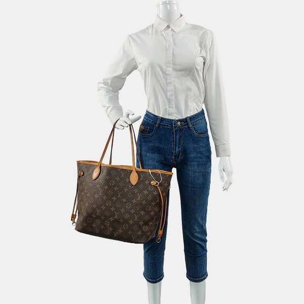 NEVERFULL MM Monogram Coated Canvas Brown
