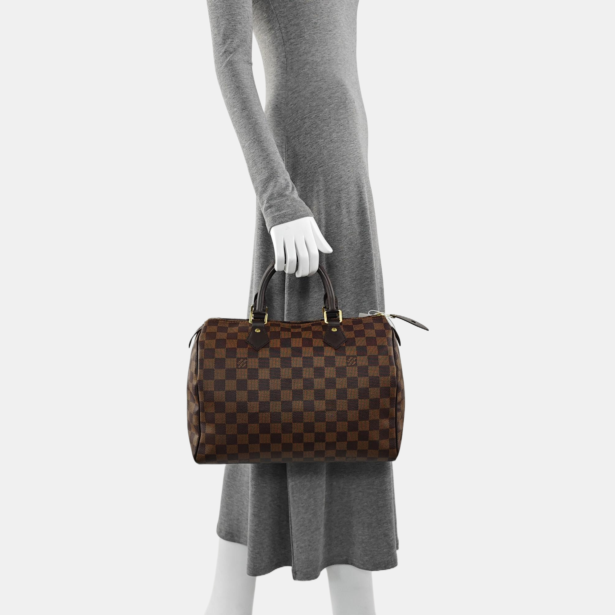 Authenticated pre-owned  SPEEDY 30 Damier Ebene Coated Canvas Brown - Top Handle Bag at Looply