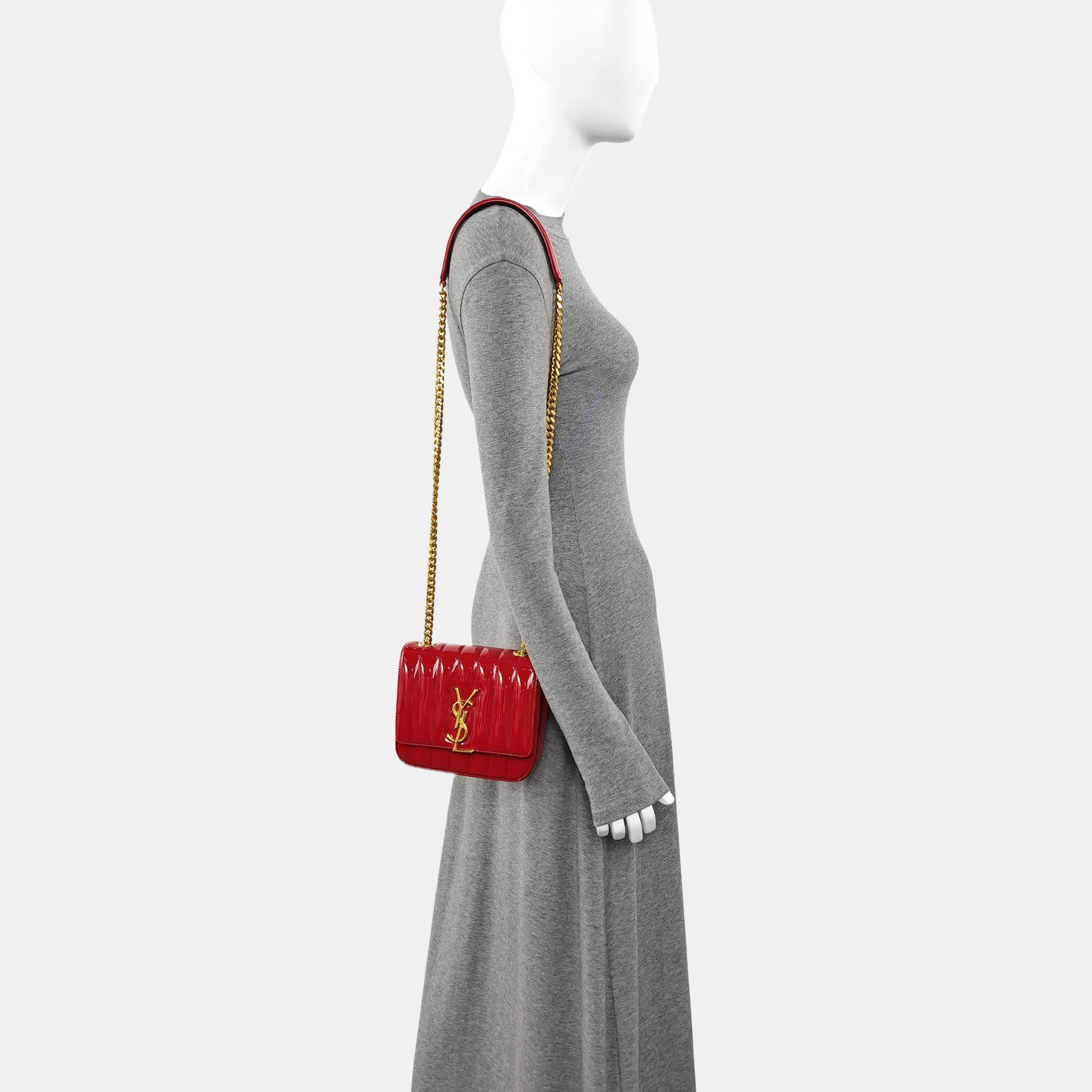 VICKY Small Quilted Patent Leather Red