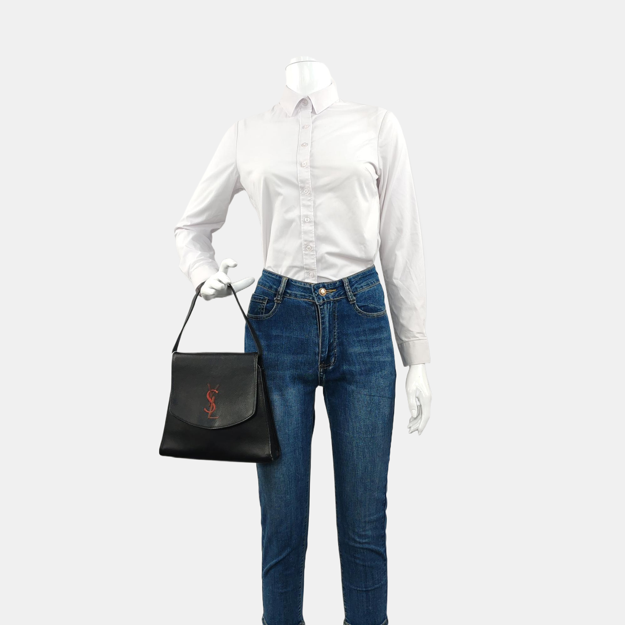 Leather Top Handle Bag Black
