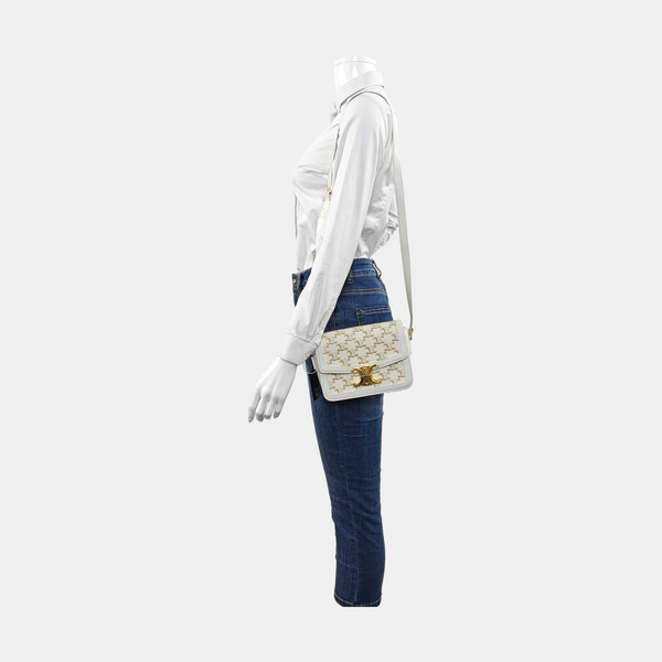 TRIOMPHE Small Coated Canvas White