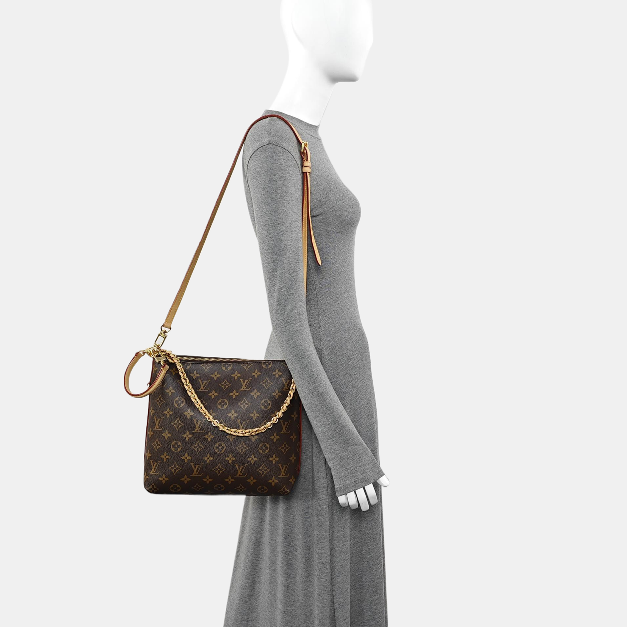 Monogram Coated Canvas Shoulder Bag Brown