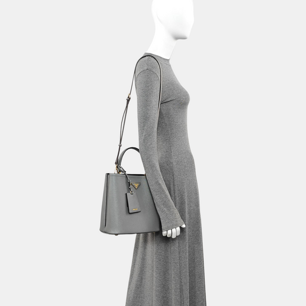 Panier Medium Saffiano Calfskin Gray