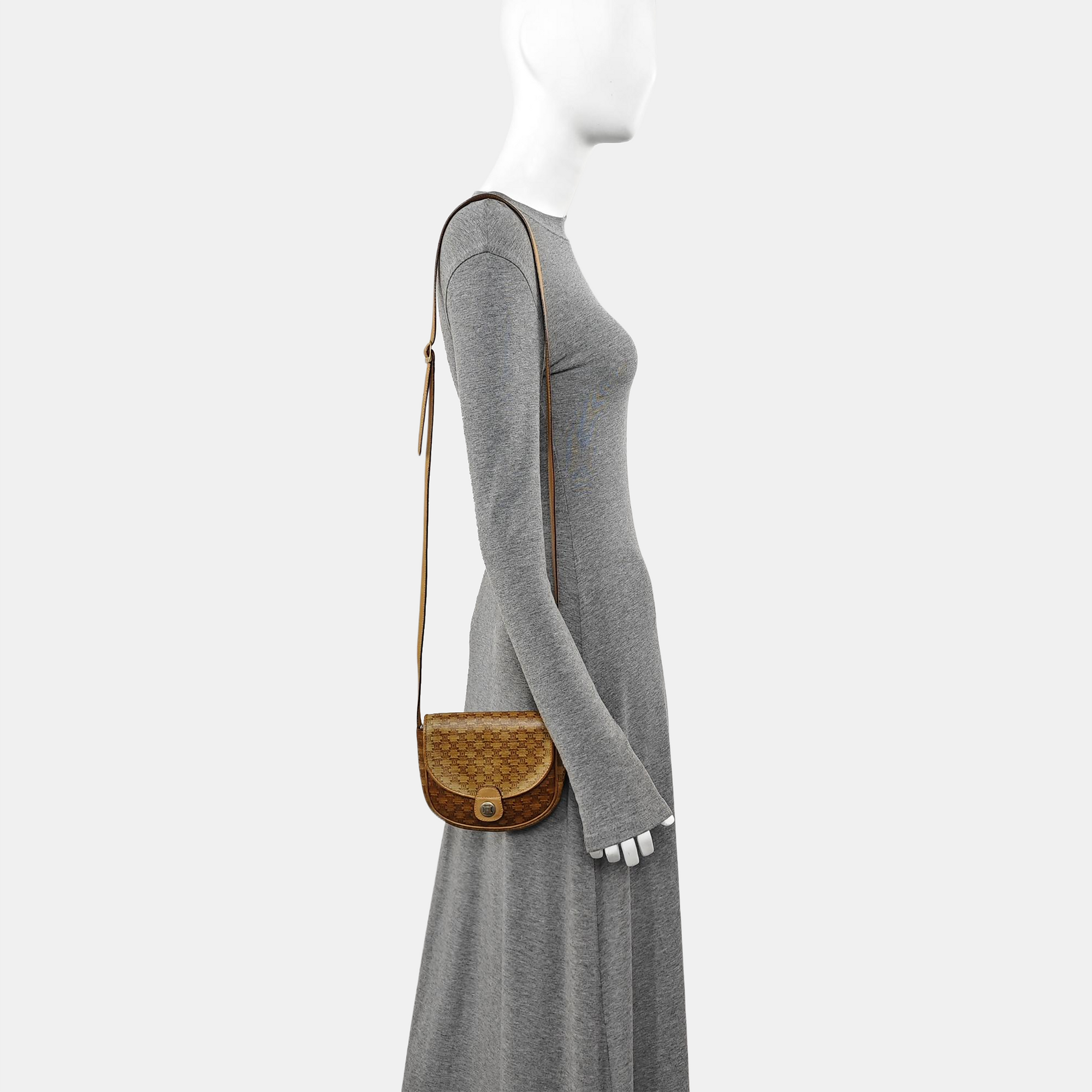 Coated Canvas Shoulder Bag Beige
