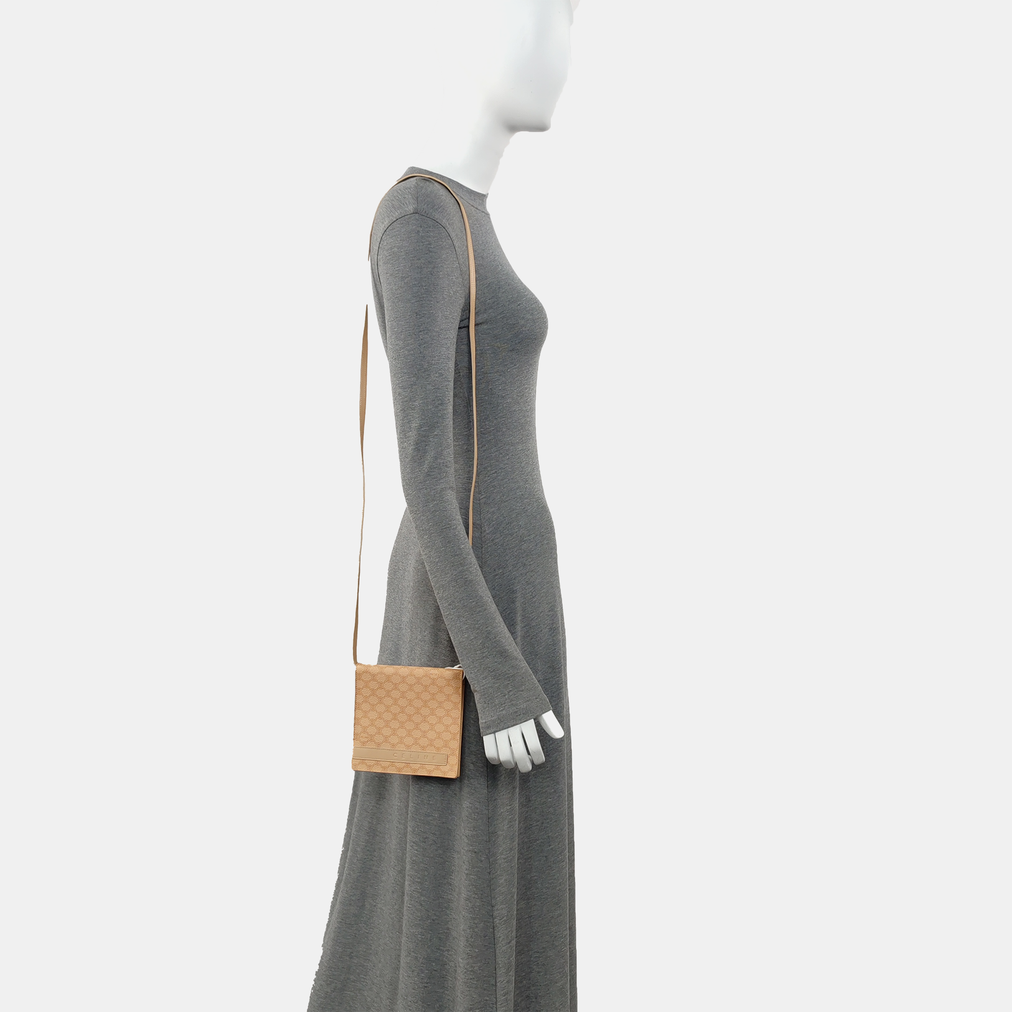 Coated Canvas Shoulder Bag Beige