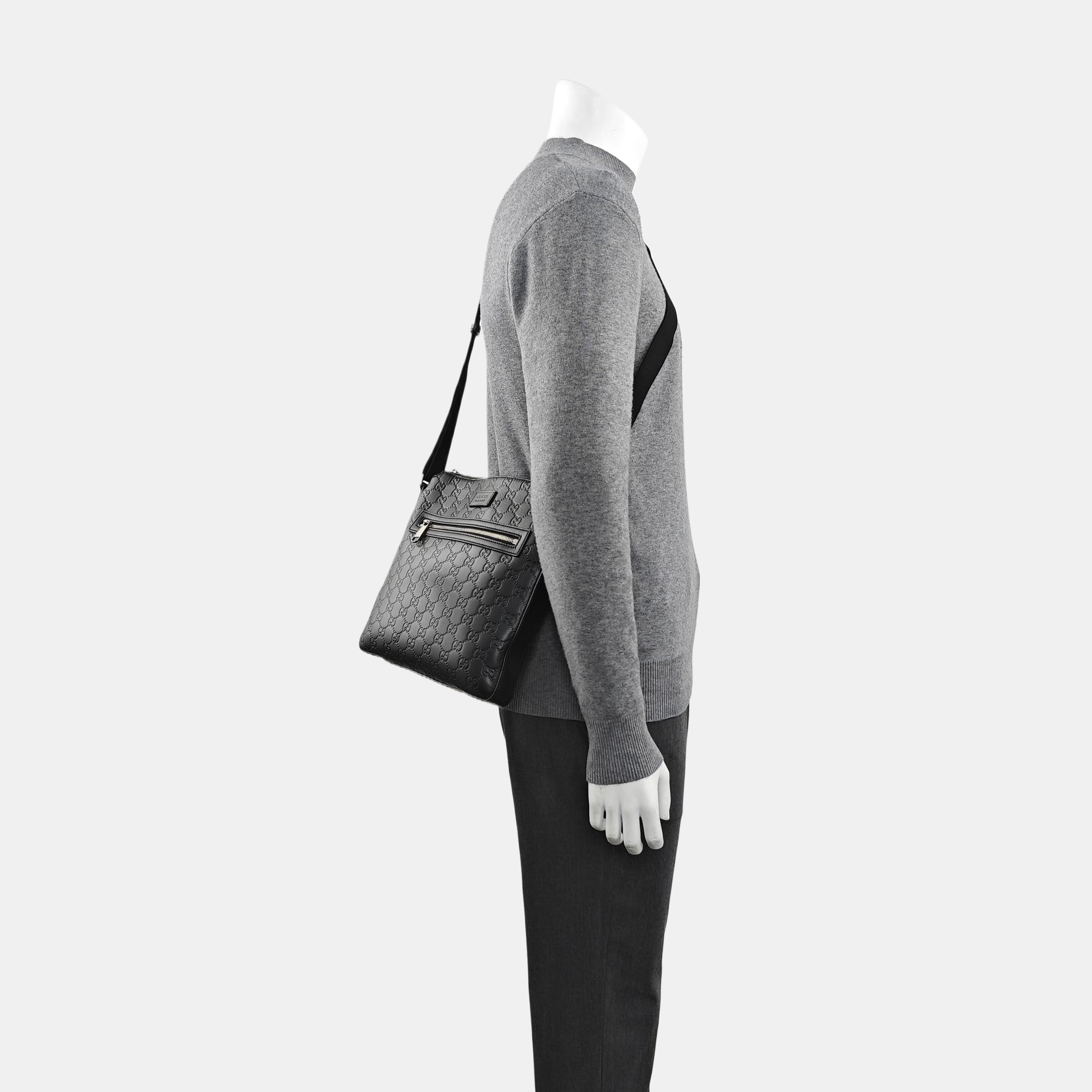 Signature Medium Monogram Calfskin Black