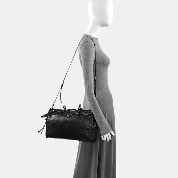 Quilted Calfskin Shoulder Bag Large Black
