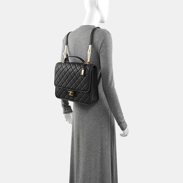 22K Quilted Grained Calfskin Black