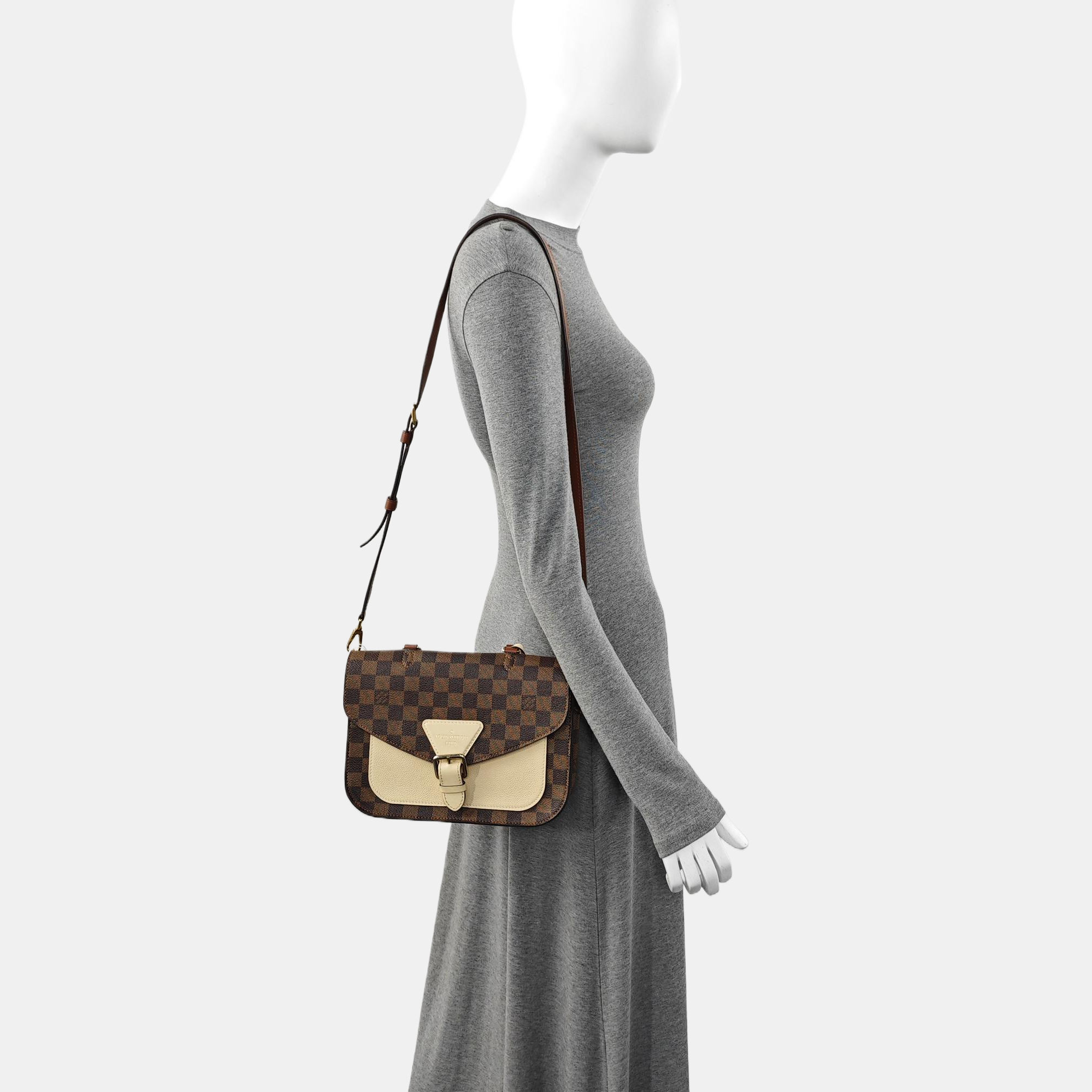 BEAUMARCHAIS Damier Ebene Coated Canvas Brown