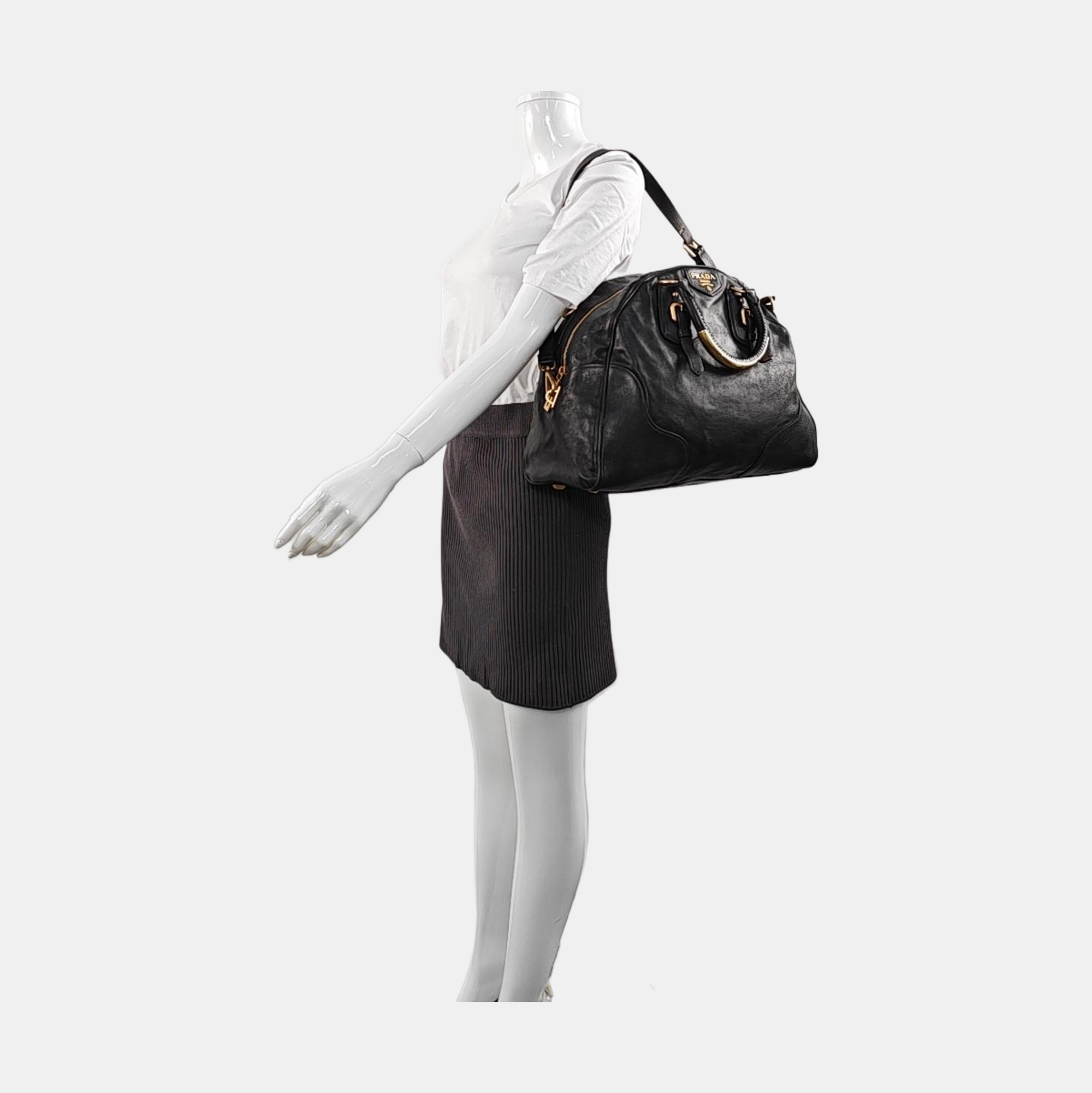 Leather Shoulder Bag Black