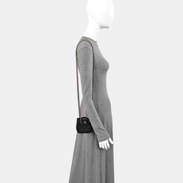 Quilted Lambskin Shoulder Bag Mini Black