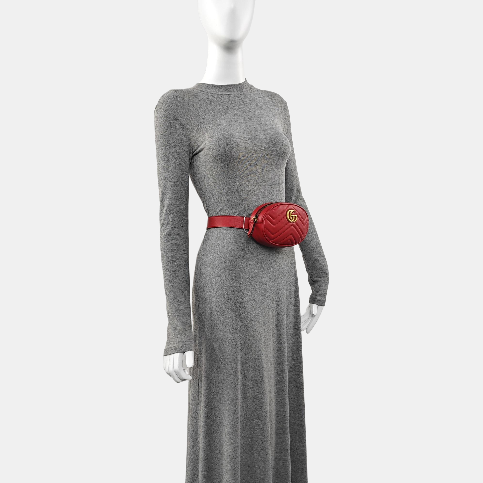 Authenticated pre-owned  GG Marmont Quilted Calfskin Red - Belt Bag at Looply