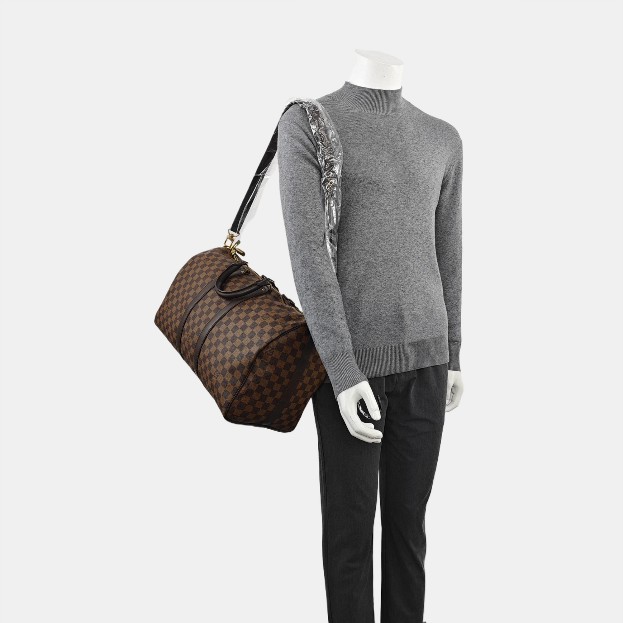 KEEPALL 45 Damier Ebene Coated Canvas Brown