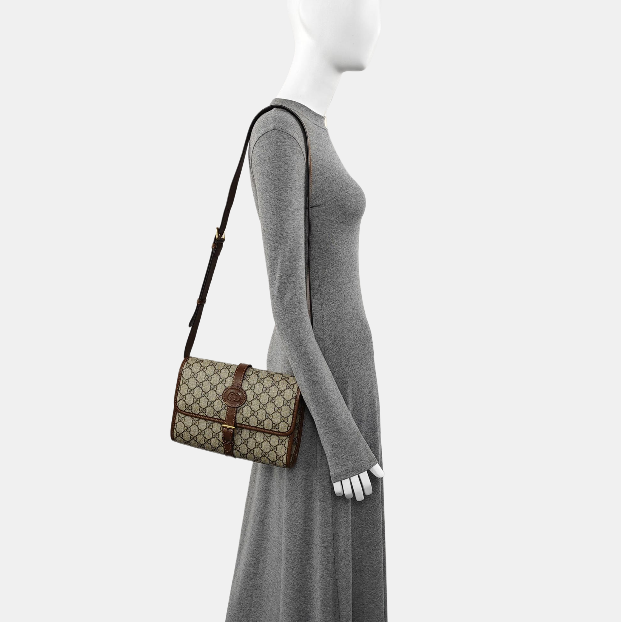 Monogram Coated Canvas Shoulder Bag Beige