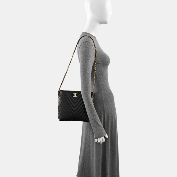 Chevron Lambskin Black