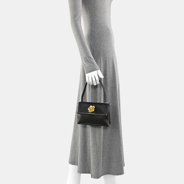 Lambskin Top Handle Bag Brown