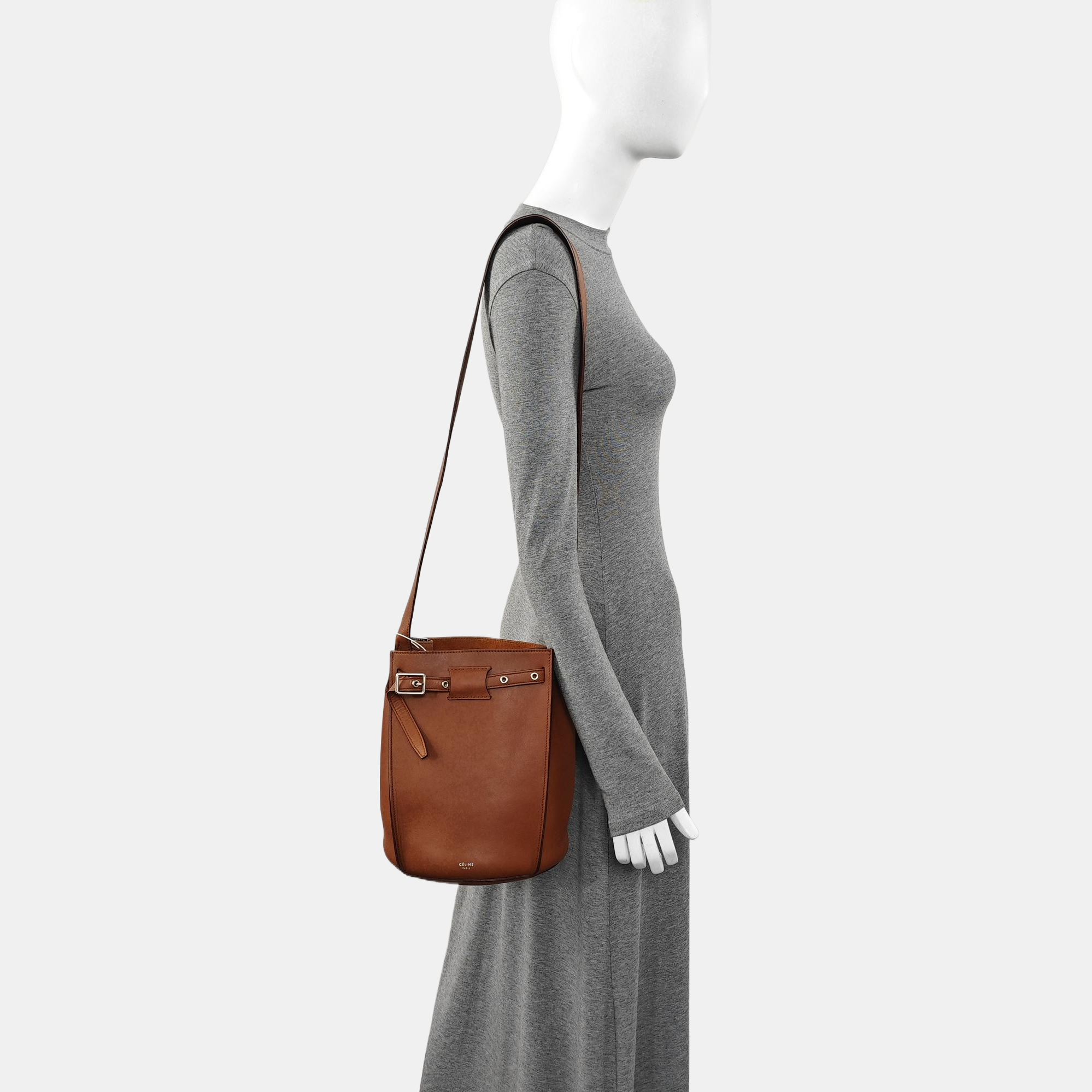 Authenticated pre-owned  BIG BAG Calfskin Brown - Bucket Bag at Looply