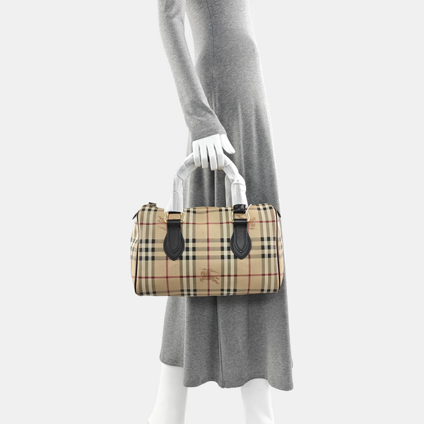Coated Canvas Top Handle Bag Beige