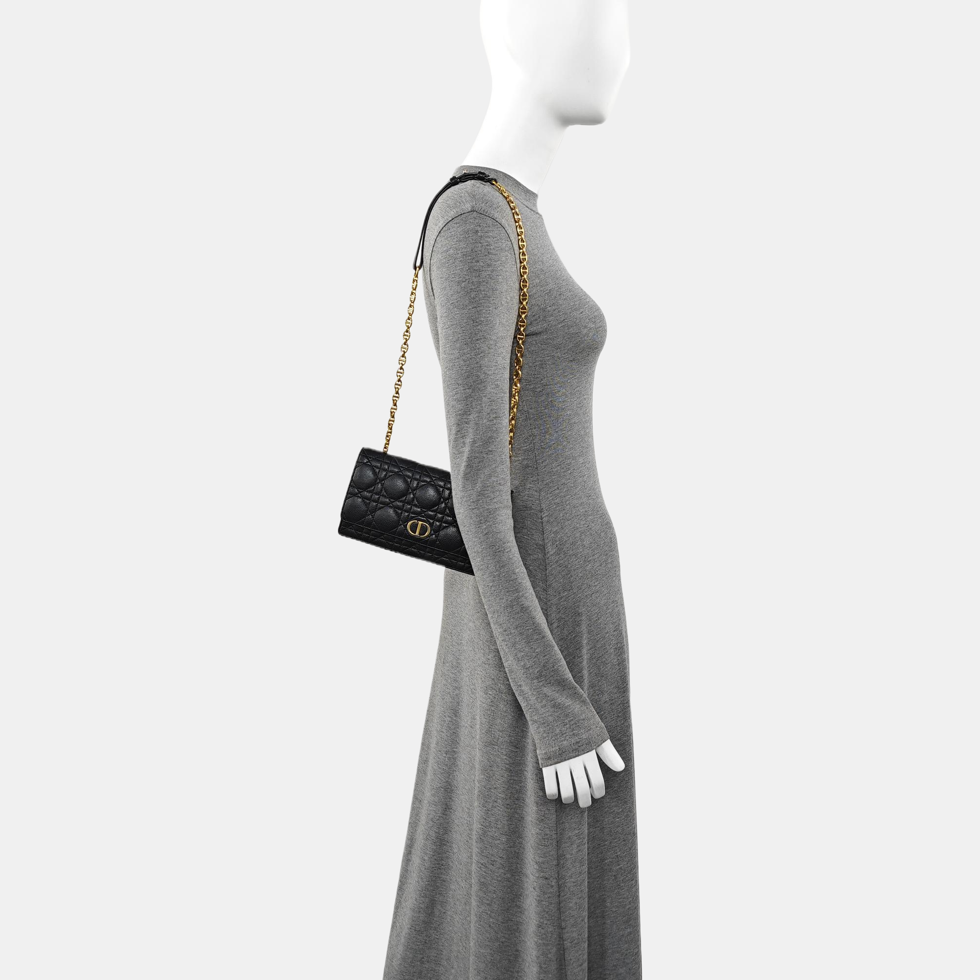 Dior Caro Piel de becerro acolchada negra