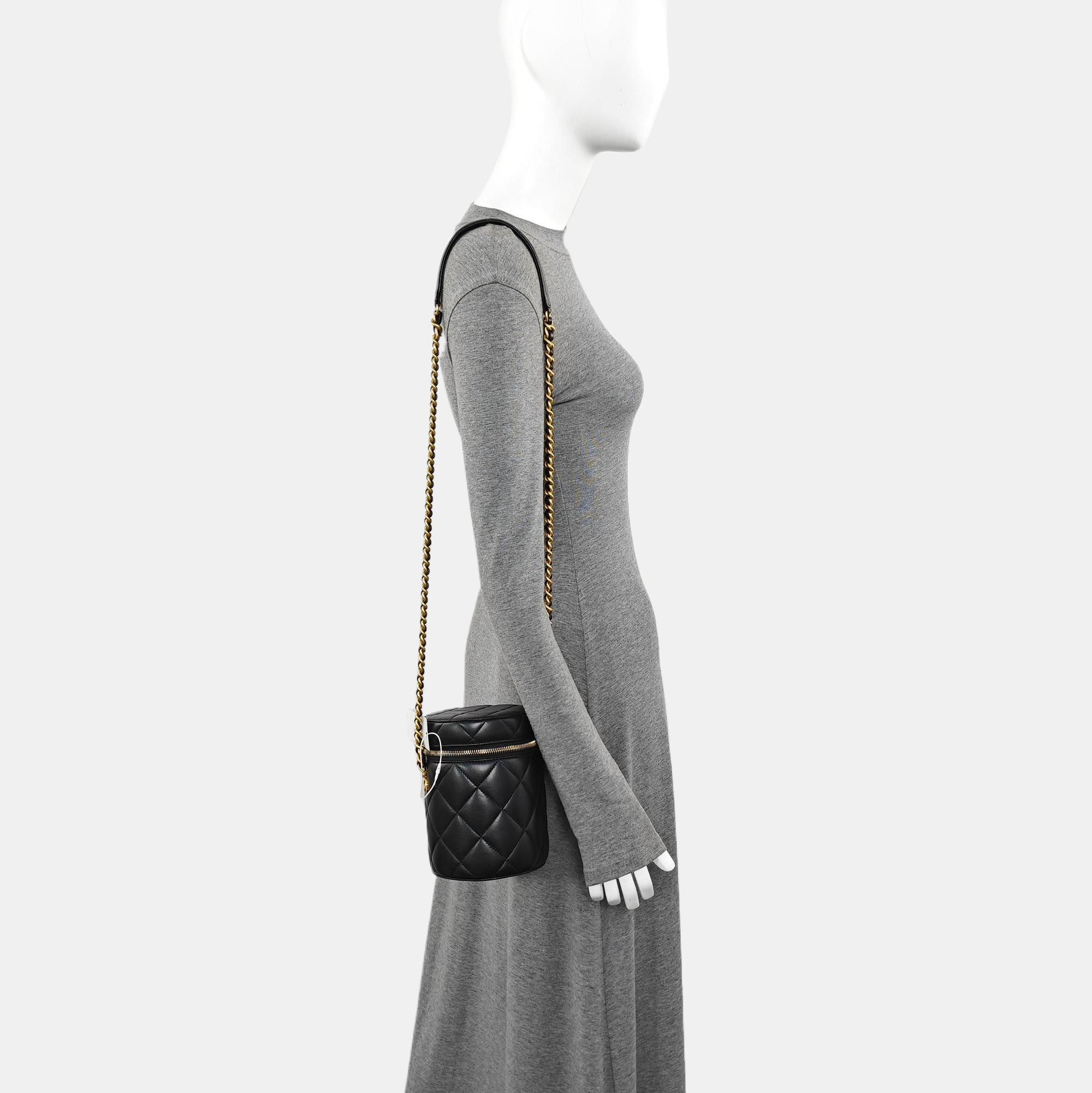 Quilted Lambskin Shoulder Bag Black