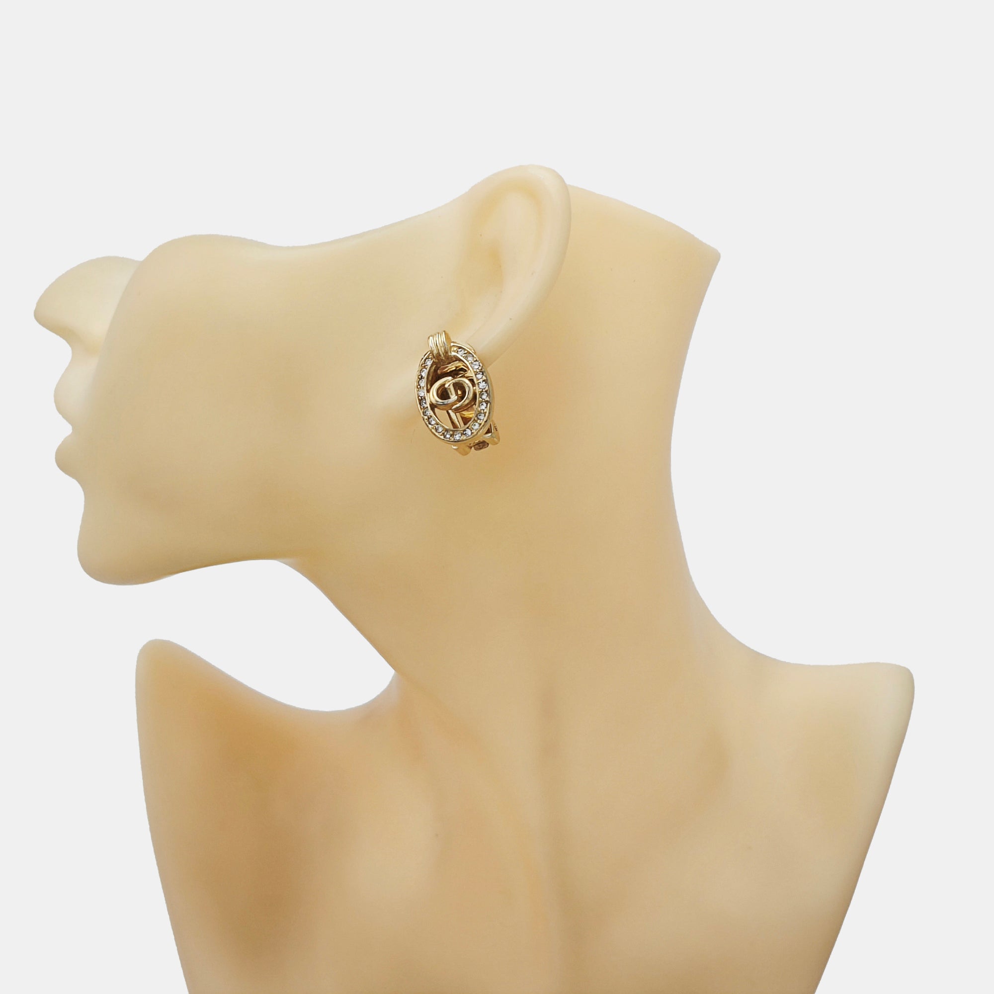 Petit CD Metal Gold Clip On Earrings