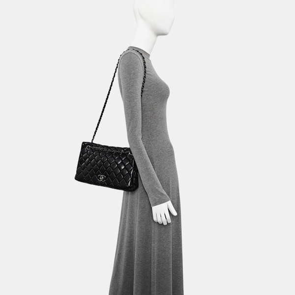 Quilted Lambskin Shoulder Bag Black