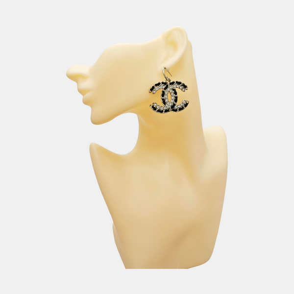 CC Logo Metal Black Earrings
